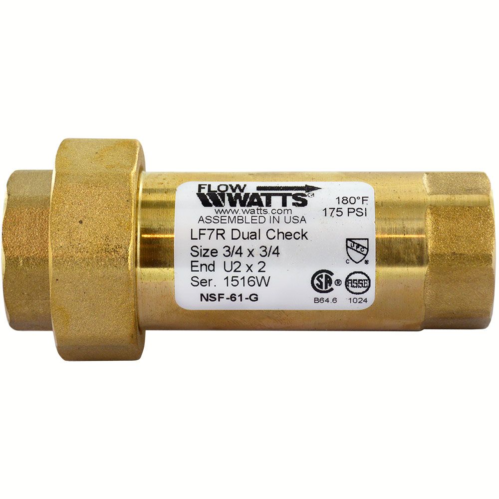 Watts LF7RU2-2 Lead Free Dual Check Valve 3/4 Union FNPT x 3/4 FNPT – Fresh  Water Systems